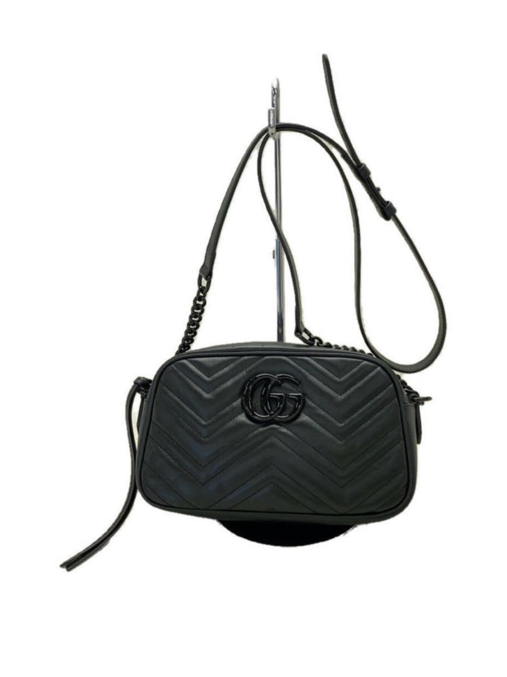 Gucci Marmont Black Quilted GG Chevron Crossbody Bag